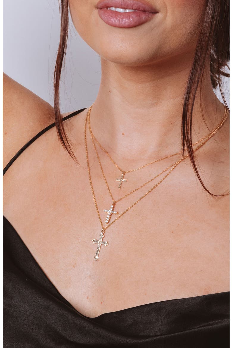 Levi Cross Pendant Necklace, Alternate, color, GOLD