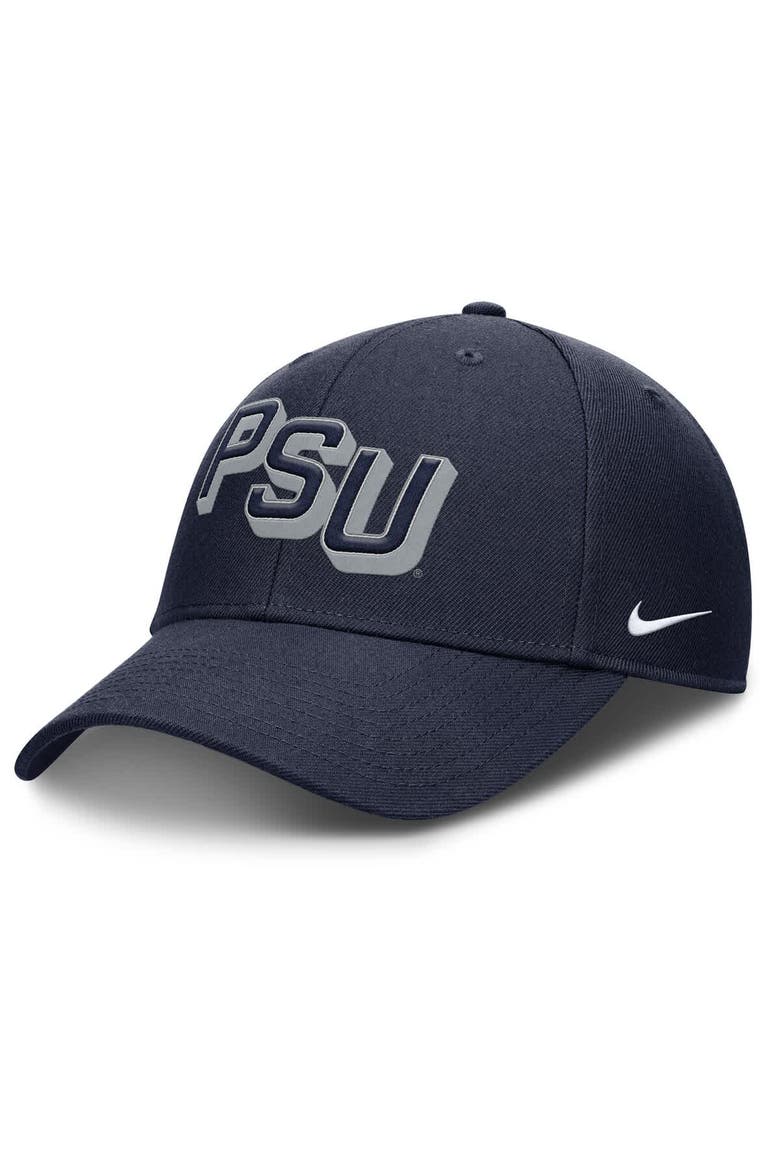 Men's Nike Navy Penn State Nittany Lions Slanted Primetime Rise Performance Adjustable Hat, Main, color, Navy