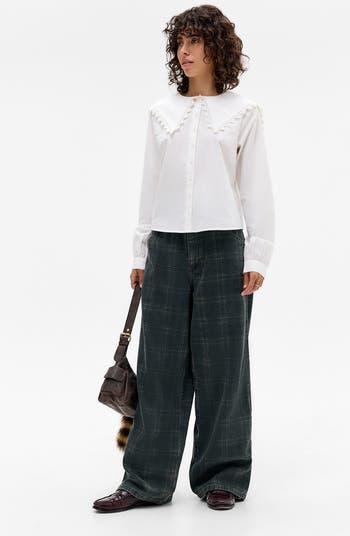 Jaya Check Low Rise Wide Leg Jeans