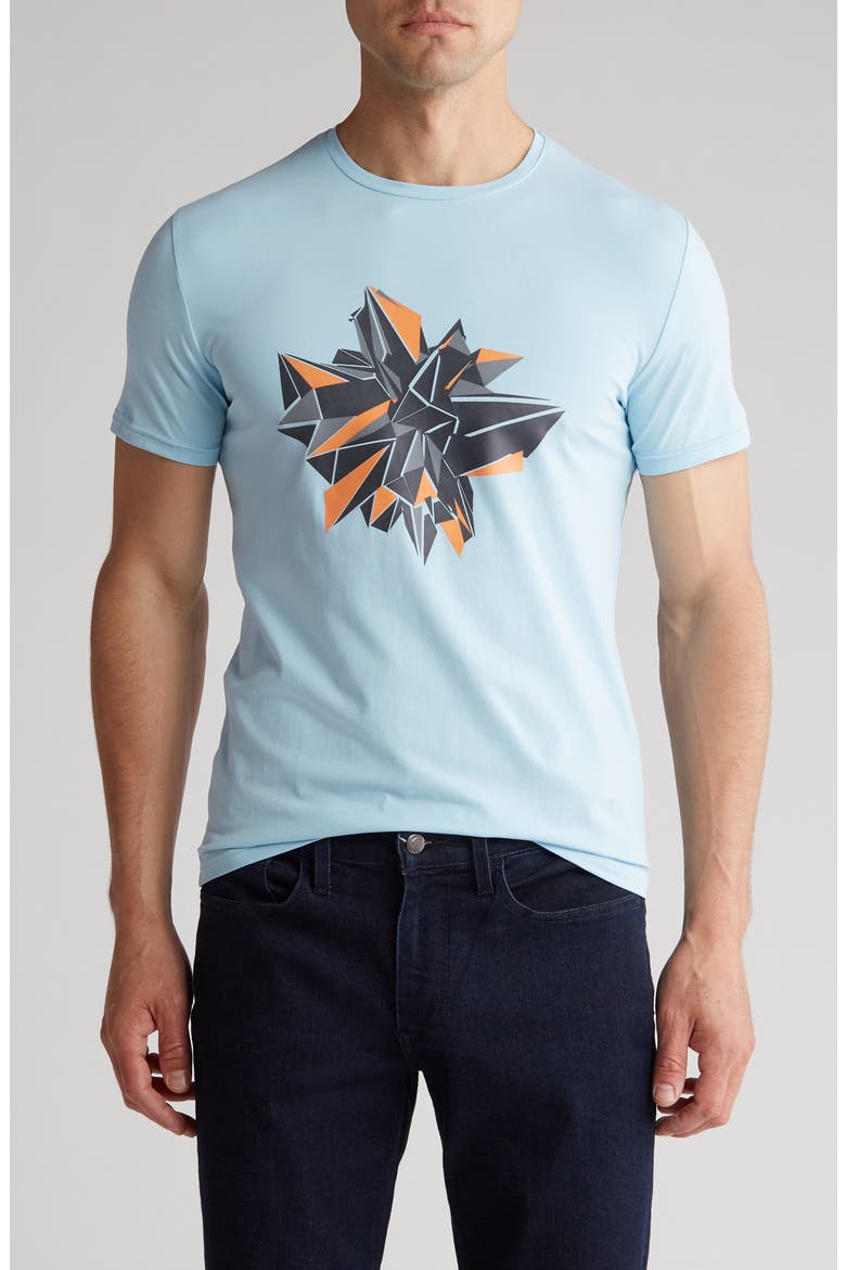 3D Abstract Graphic Print T-Shirt, Main, color, LIGHT BLUE