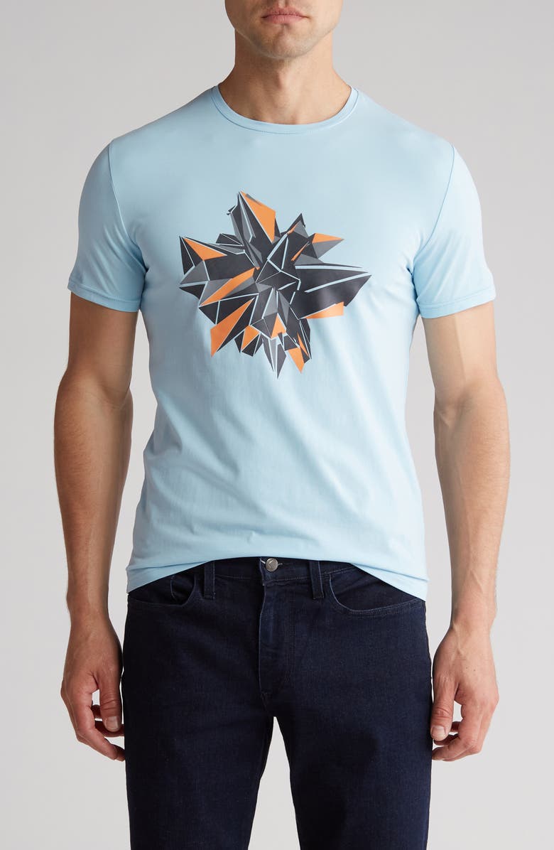 T.R. PREMIUM 3D Abstract Graphic Print T-Shirt, Main, color, Light Blue