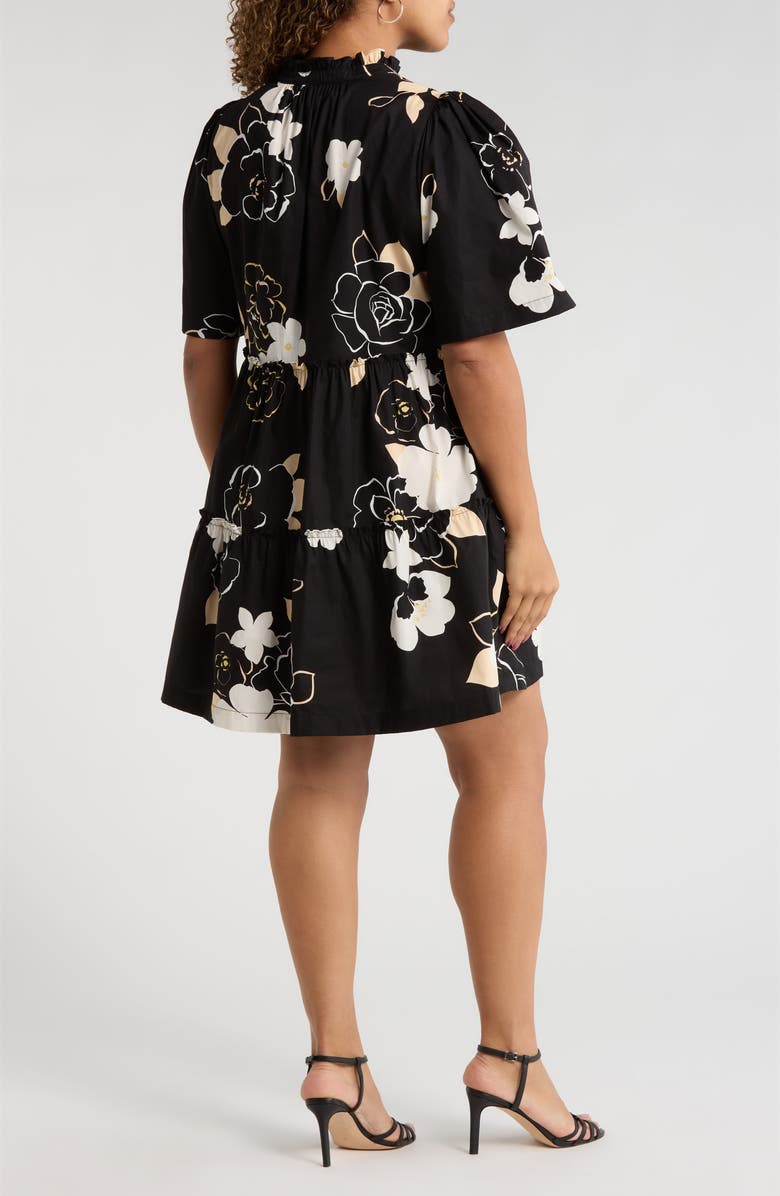 SUGARLIPS Cairan Floral Dixie Tiered Cotton Dress, Alternate, color, Black-Taupe
