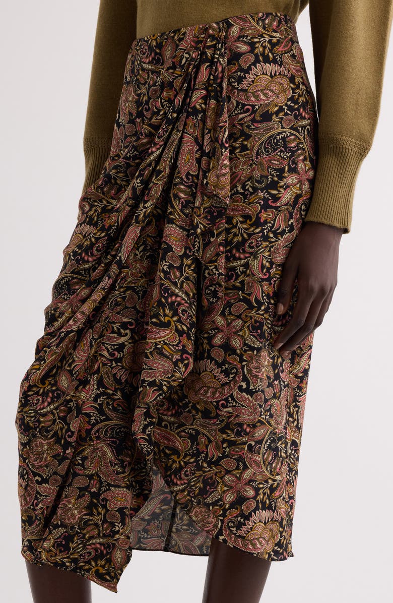 Isabel Marant Étoile Zaine Paine Midi Skirt, Alternate, color, Black / Ochre