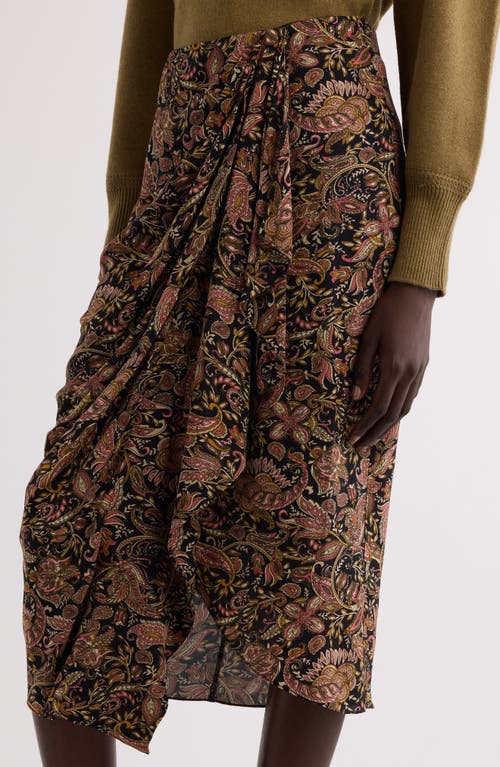 Shop Isabel Marant Étoile Zaine Paine Midi Skirt In Black/ochre