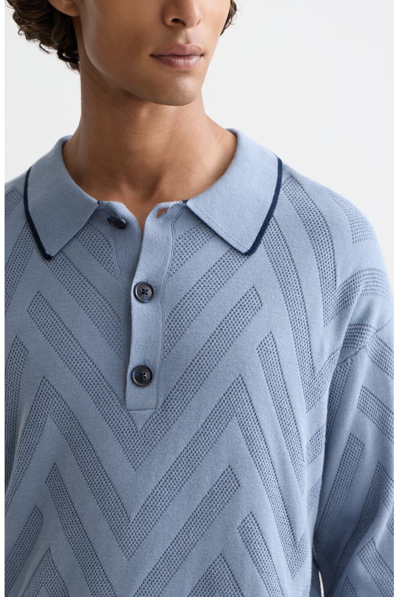 Structured Long Sleeve Polo, Alternate, color, INFINITY