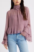 Open Edit High Neck Chiffon Top