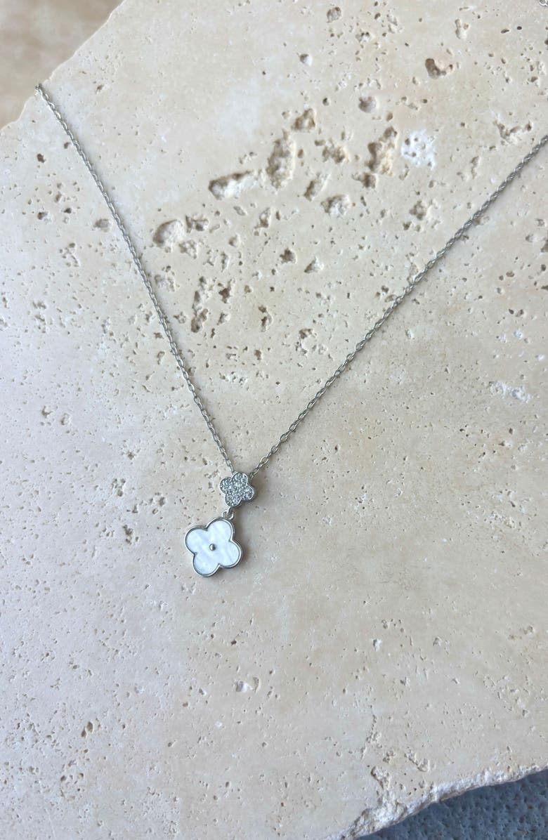 Adornia CZ Clover Pendant Necklace, Alternate, color, White