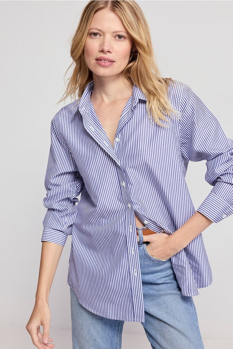 The Jet Set Boyfriend Shirt, Main, color, Blue/White Stripe