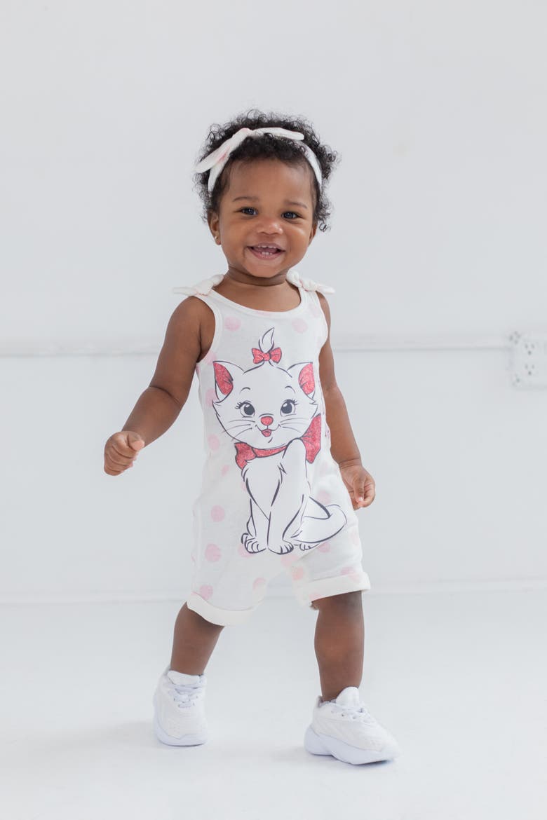 2-Piece Sleeveless Romper and Headband Set, Alternate, color, Marie Ivory Pink