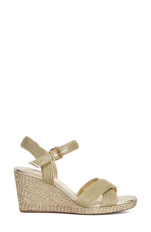 Dune London Kolden Ankle Strap Platform Wedge Sandal In Gold