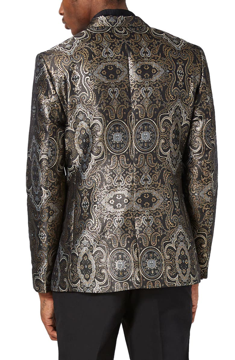 Topman Skinny Fit Paisley Tuxedo Jacket, Alternate, color, 