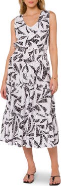 VELVET HEART V-Neck Sleeveless Ruffle Midi Dress