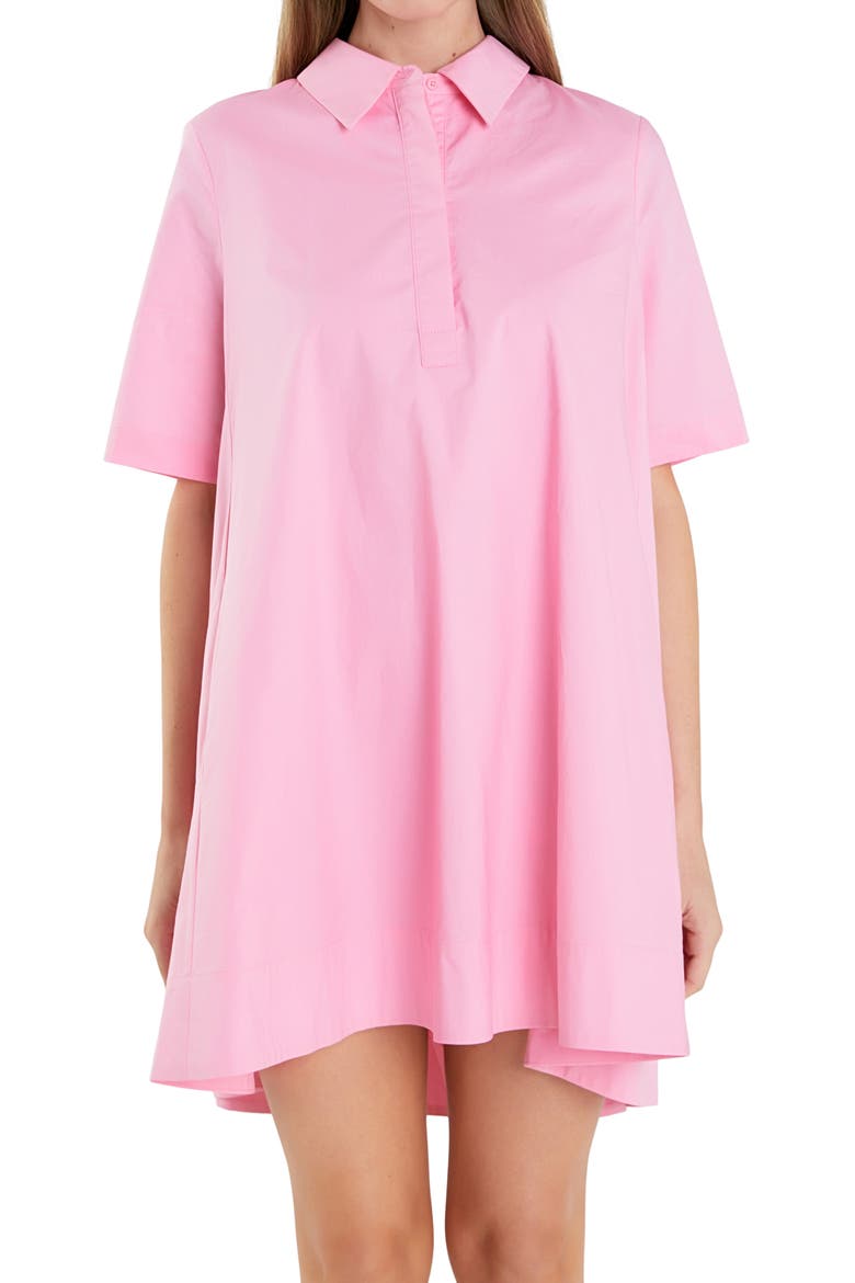 Trapeze Cotton Shirtdress, Alternate, color, PINK