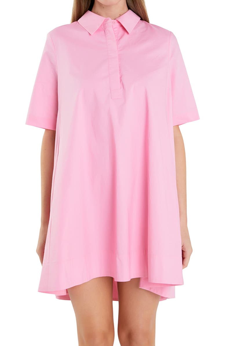 English Factory Trapeze Cotton Shirtdress, Alternate, color, Pink