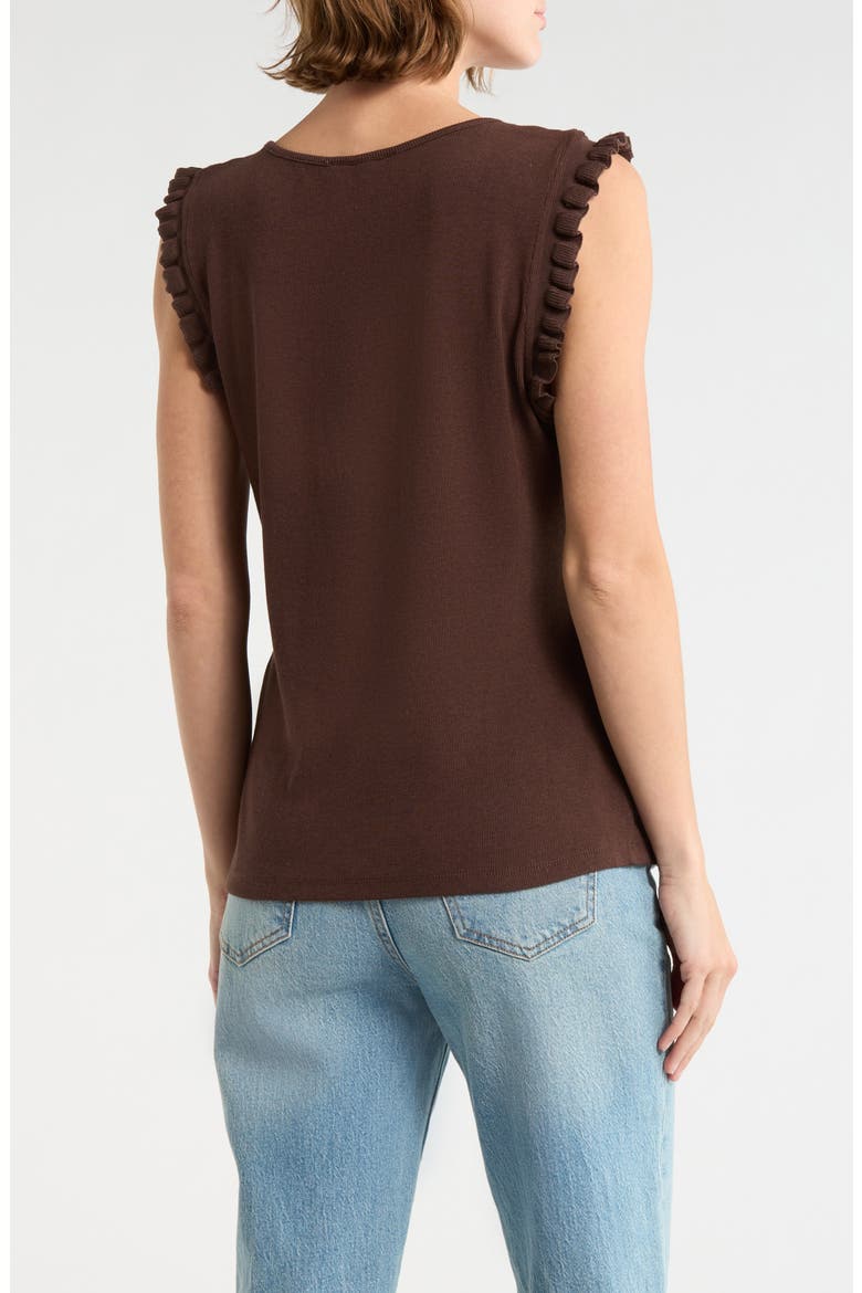 Scoop Neck Rib Knit Henley, Alternate, color, ESPRESSO