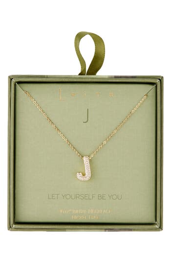 Leith Pavé Cubic Zirconia Initial Pendant Necklace In Gold