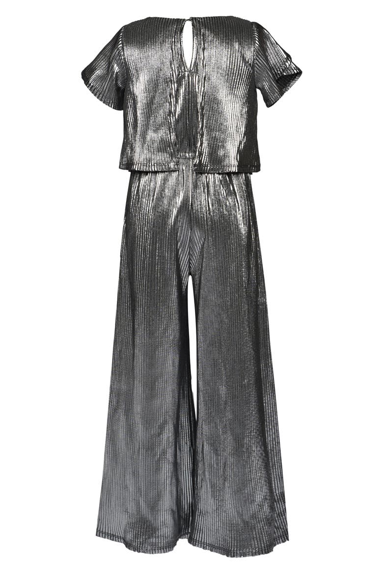 Kids' Metallic Jumpsuit, Alternate, color, SILVER
