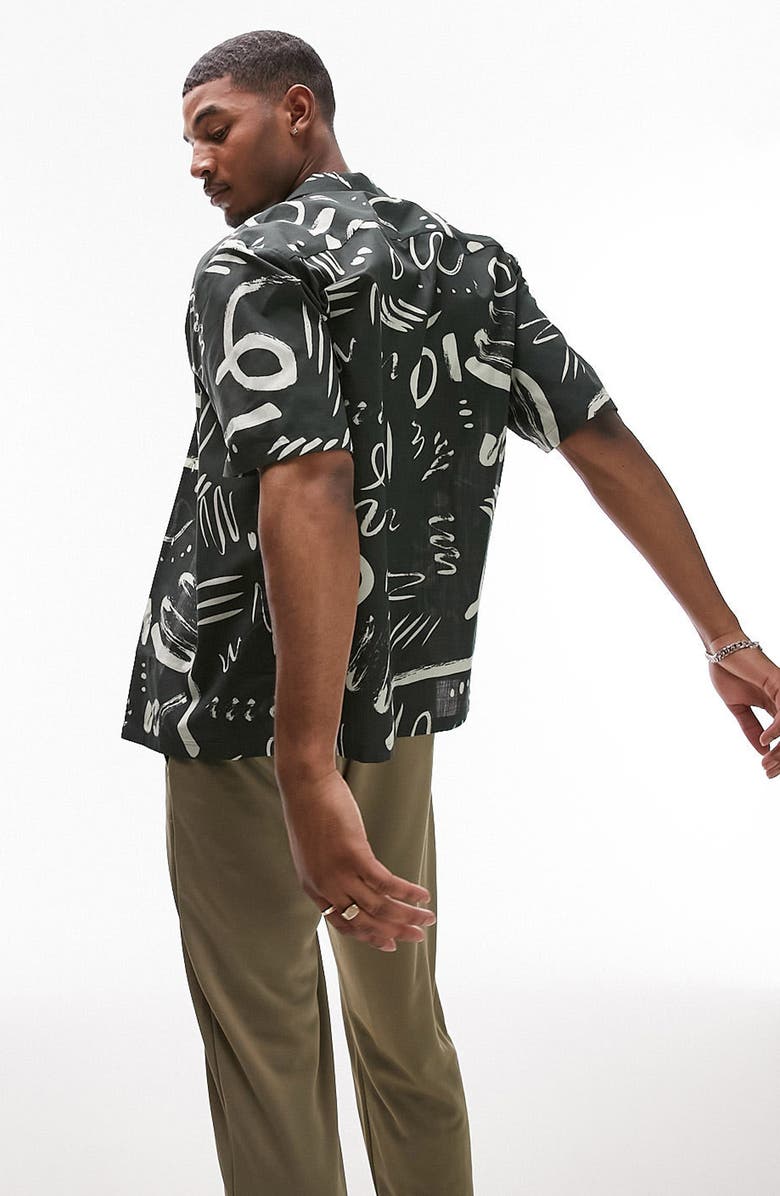 Topman Abstract Print Short Sleeve Button-Up Camp Shirt, Alternate, color,