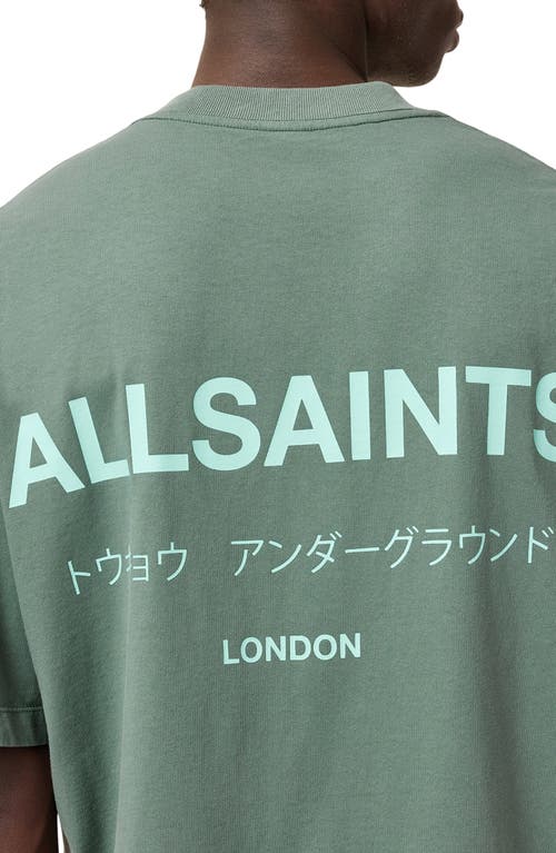 Allsaints Underground Oversized Crew Neck T-shirt In Smokey Green