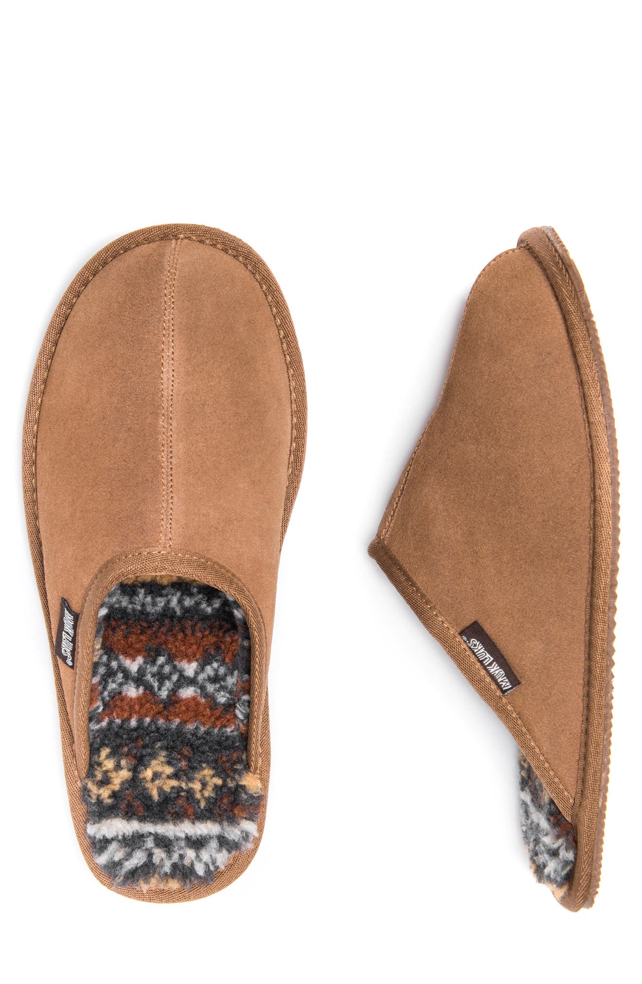Dave Faux Shearling Lined Suede Slipper, Alternate, color, TAN