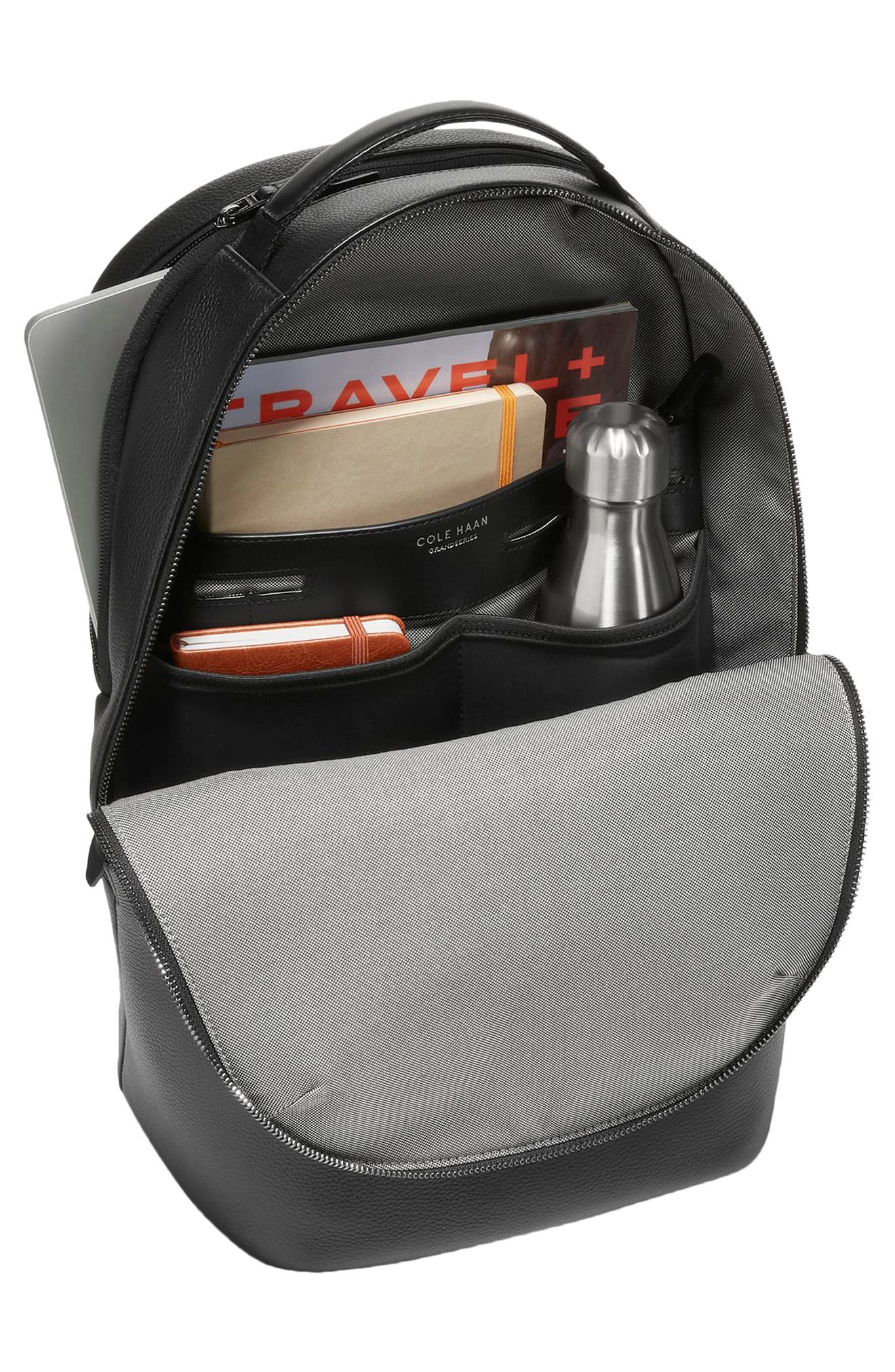 Cole Haan Triboro Leather Backpack, Alternate, color, Black