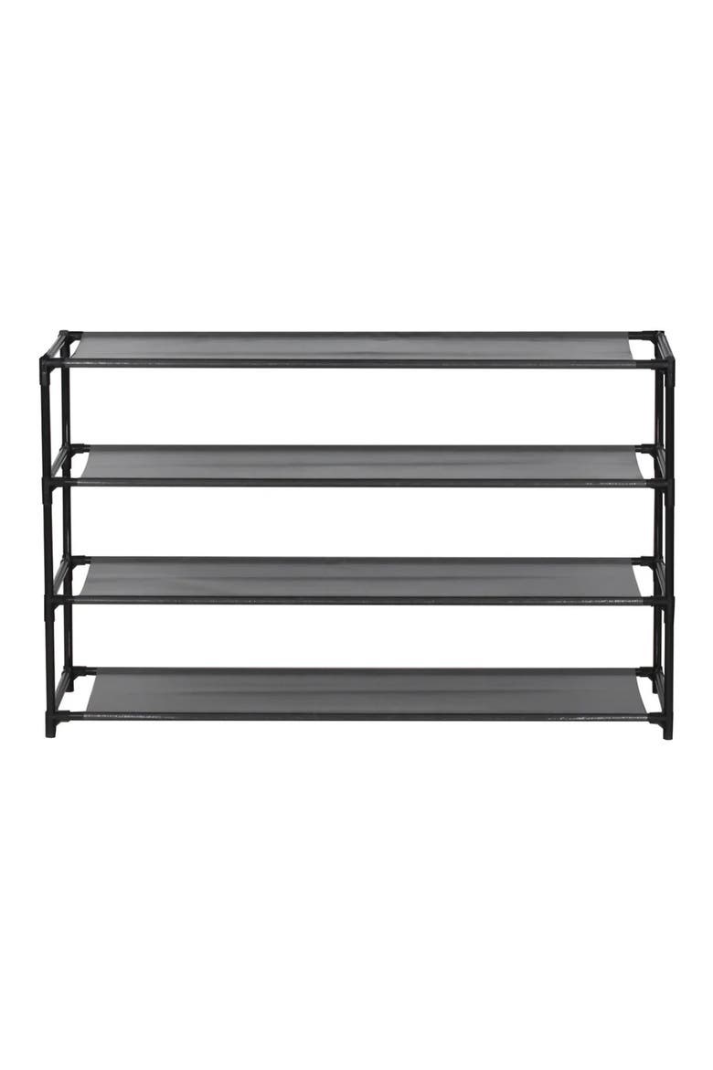 4-Tier Shoe Rack, Main, color, BLACK