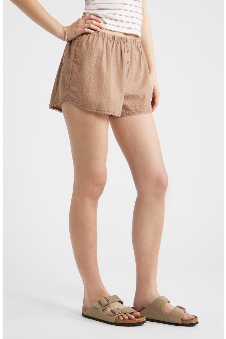 Cotton Seersucker Boxer Shorts, Alternate, color, BROWN FRESCO