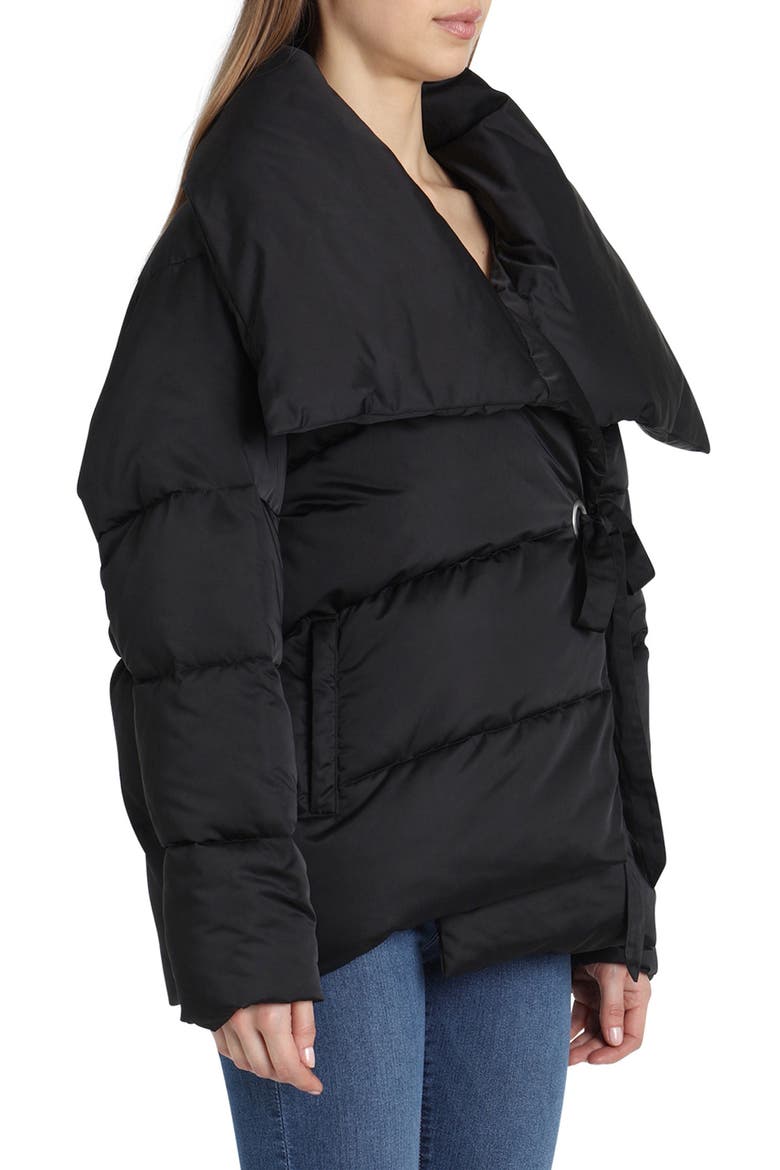 Wrap Puffer Jacket, Alternate, color, BLACK