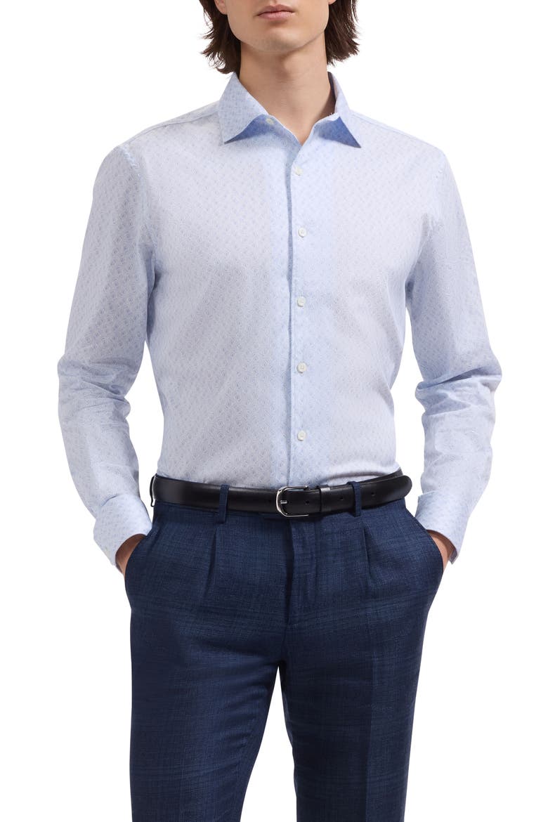 Alvin Shaped Fit Geo Print Button-Up Shirt, Main, color, ICE