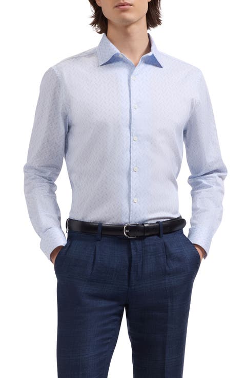 Alvin Shaped Fit Geo Print Button-Up Shirt