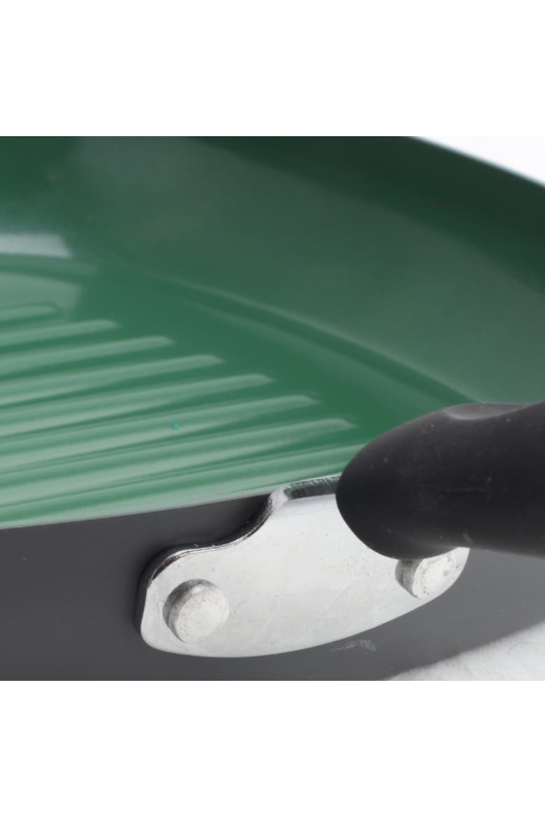 11 inch Green Ceramic Non-Stick Grill Pan in Matte Grey, Alternate, color, Grey