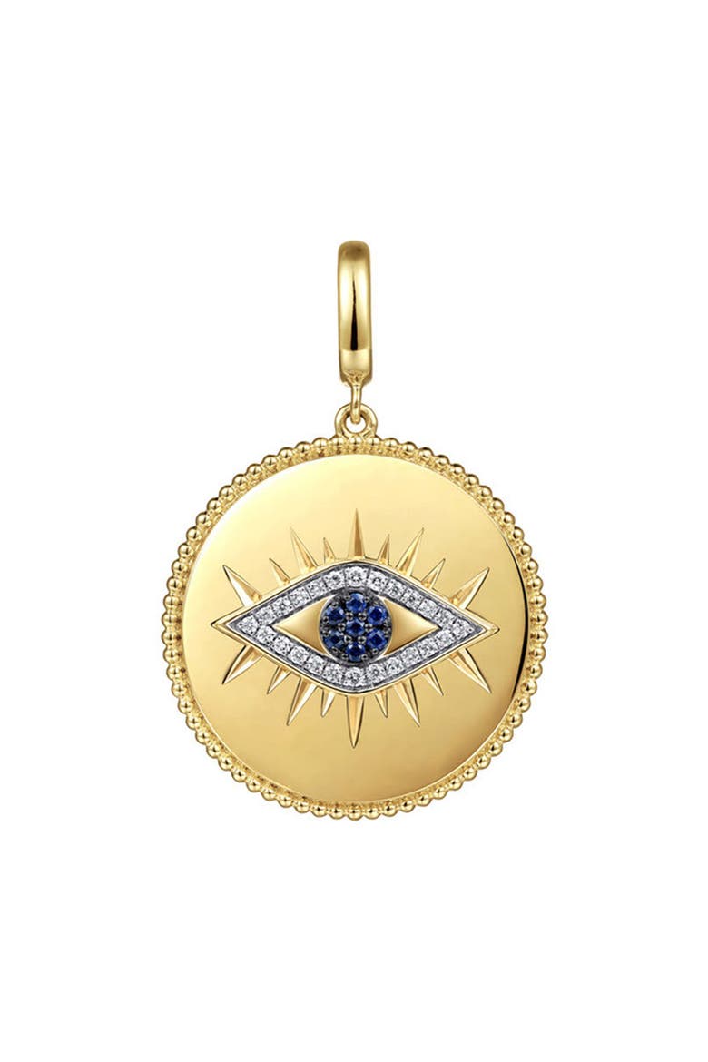 Diamond & Sapphire Evil Eye Charm, Main, color, GOLD