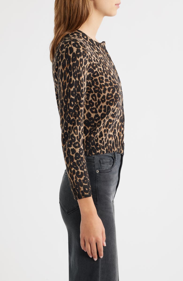 Reformation Bernadette Leopard Print Merino Wool Cardigan, Alternate, color, Leopard