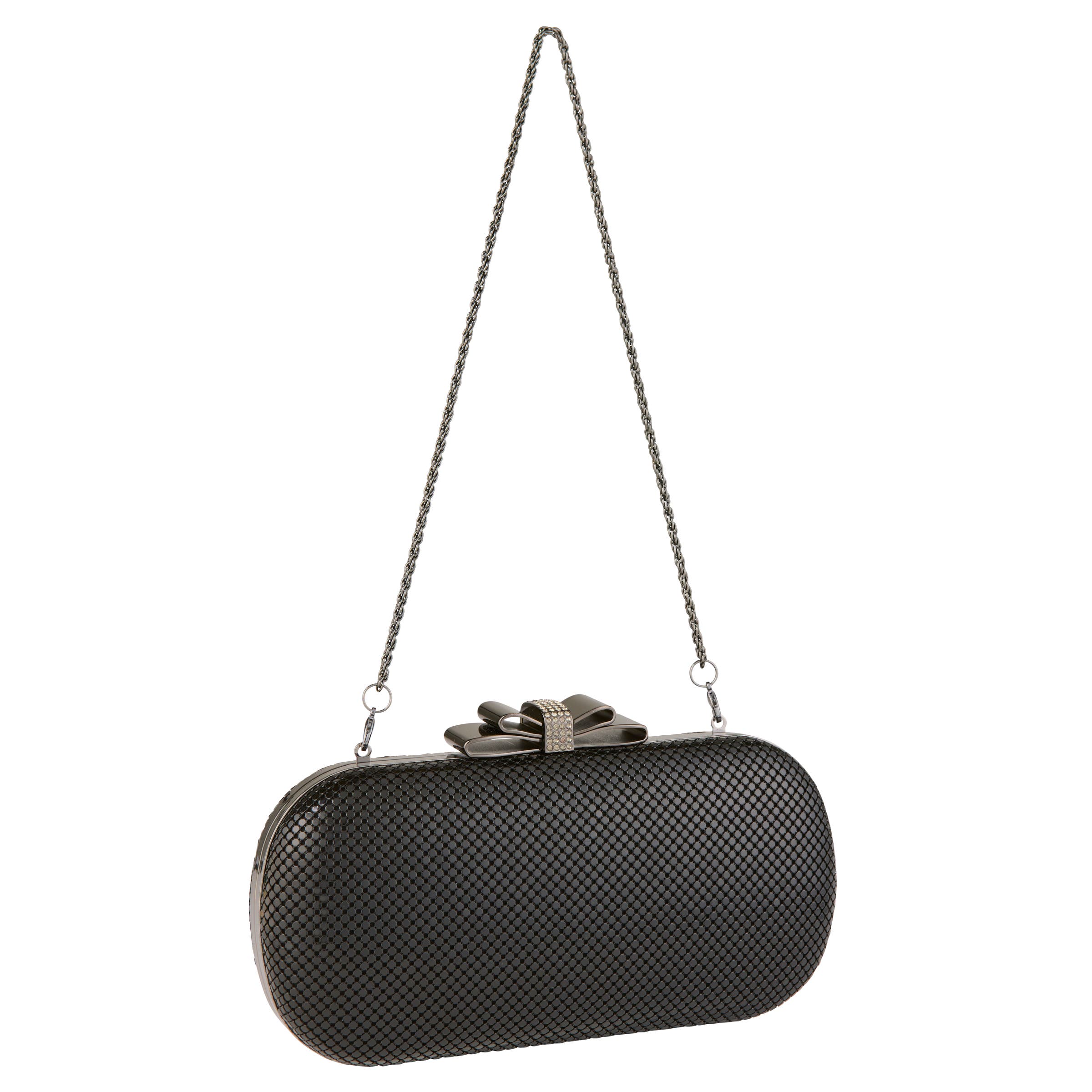Whiting & Davis Marilyn Bow Minaudiere, Alternate, color, Black