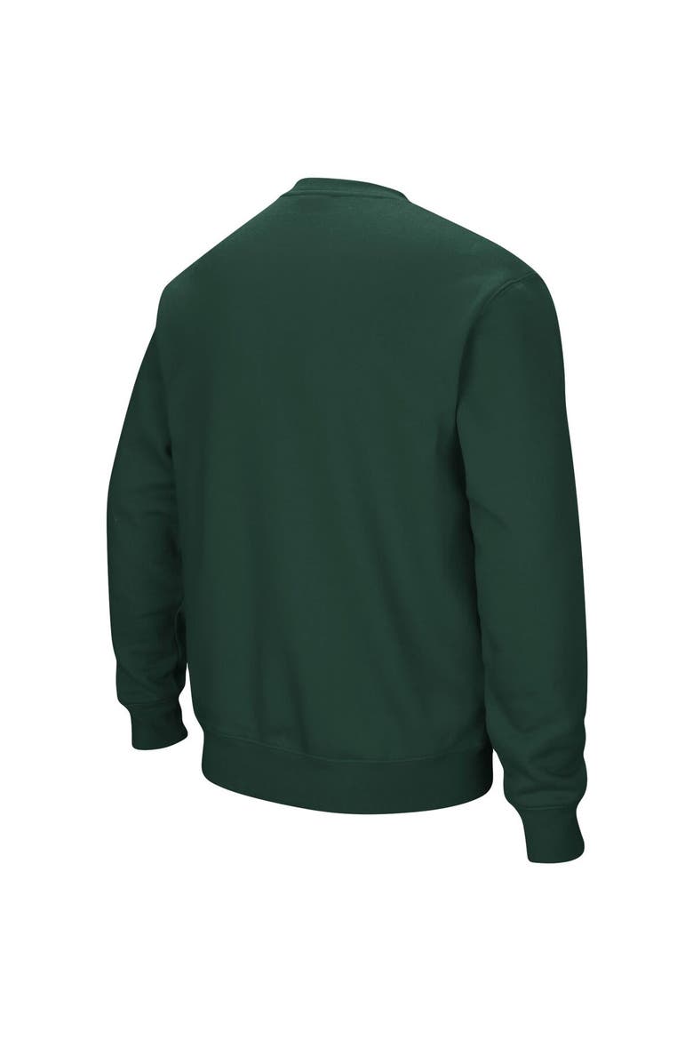 Men's Colosseum Green Ohio Bobcats Arch & Logo Tackle Twill Pullover Sweatshirt, Alternate, color, Green