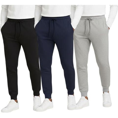 3 Pack Mens Ultra Soft Fleece Joggers Sweatpants