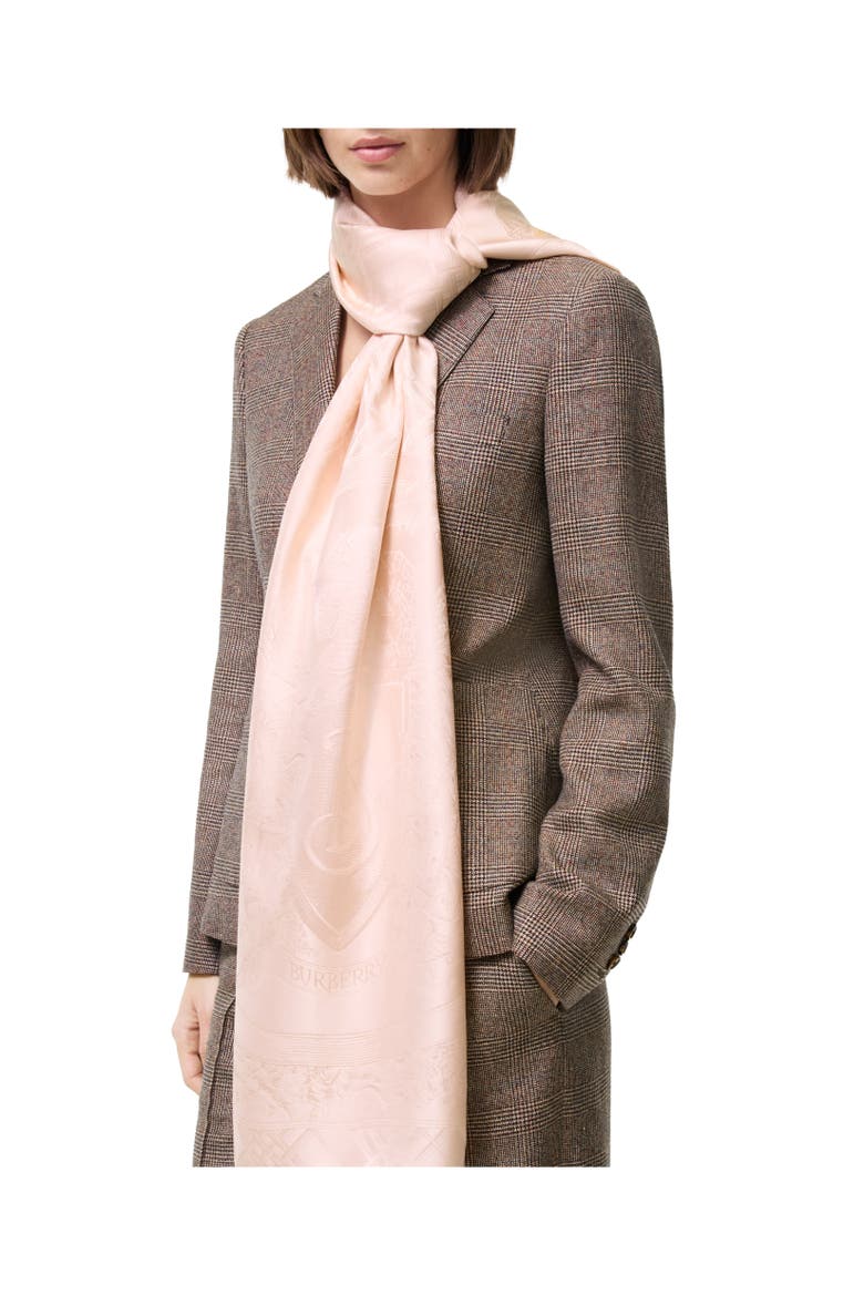 Floral Crest Silk Scarf, Alternate, color, Compact pink
