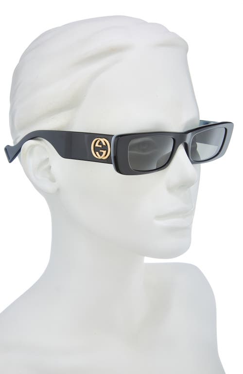 Gucci 52mm Rectangular Sunglasses In Black Black Grey