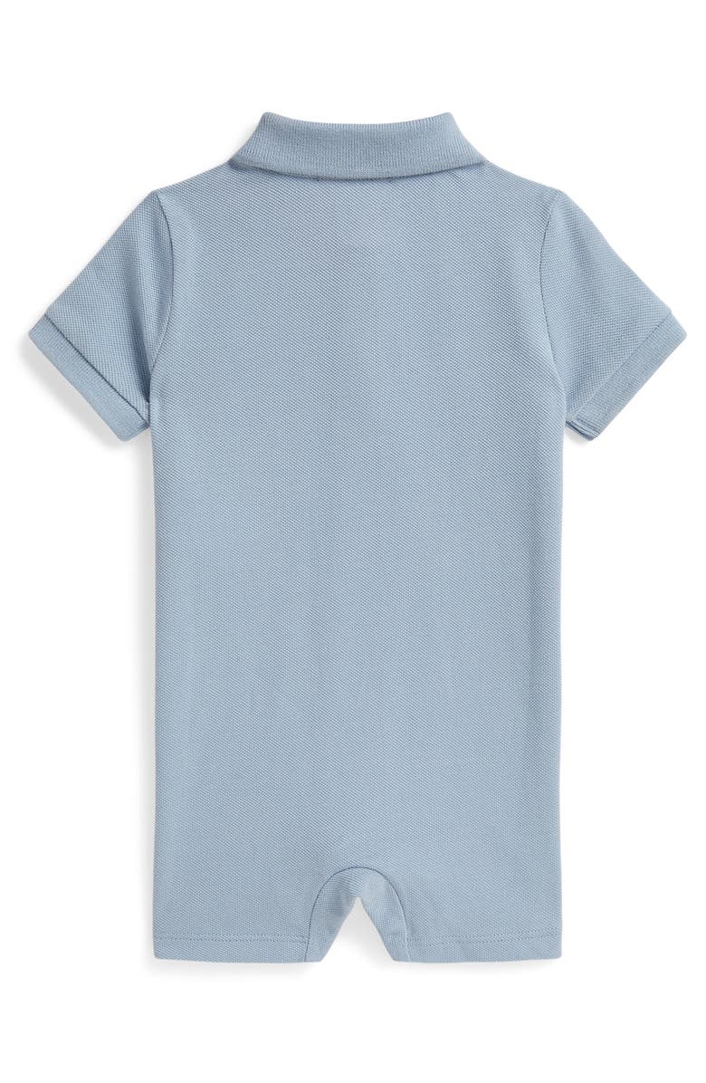 Ralph Lauren Cotton Piqué Romper, Alternate, color, Estate Blue