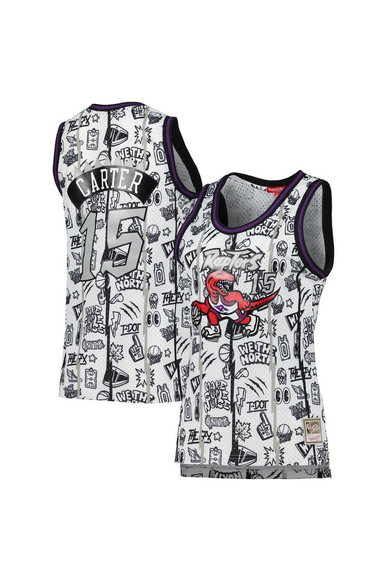 Women's Mitchell & Ness Vince Carter White Toronto Raptors 1998 Doodle Swingman Jersey, Main, color, White