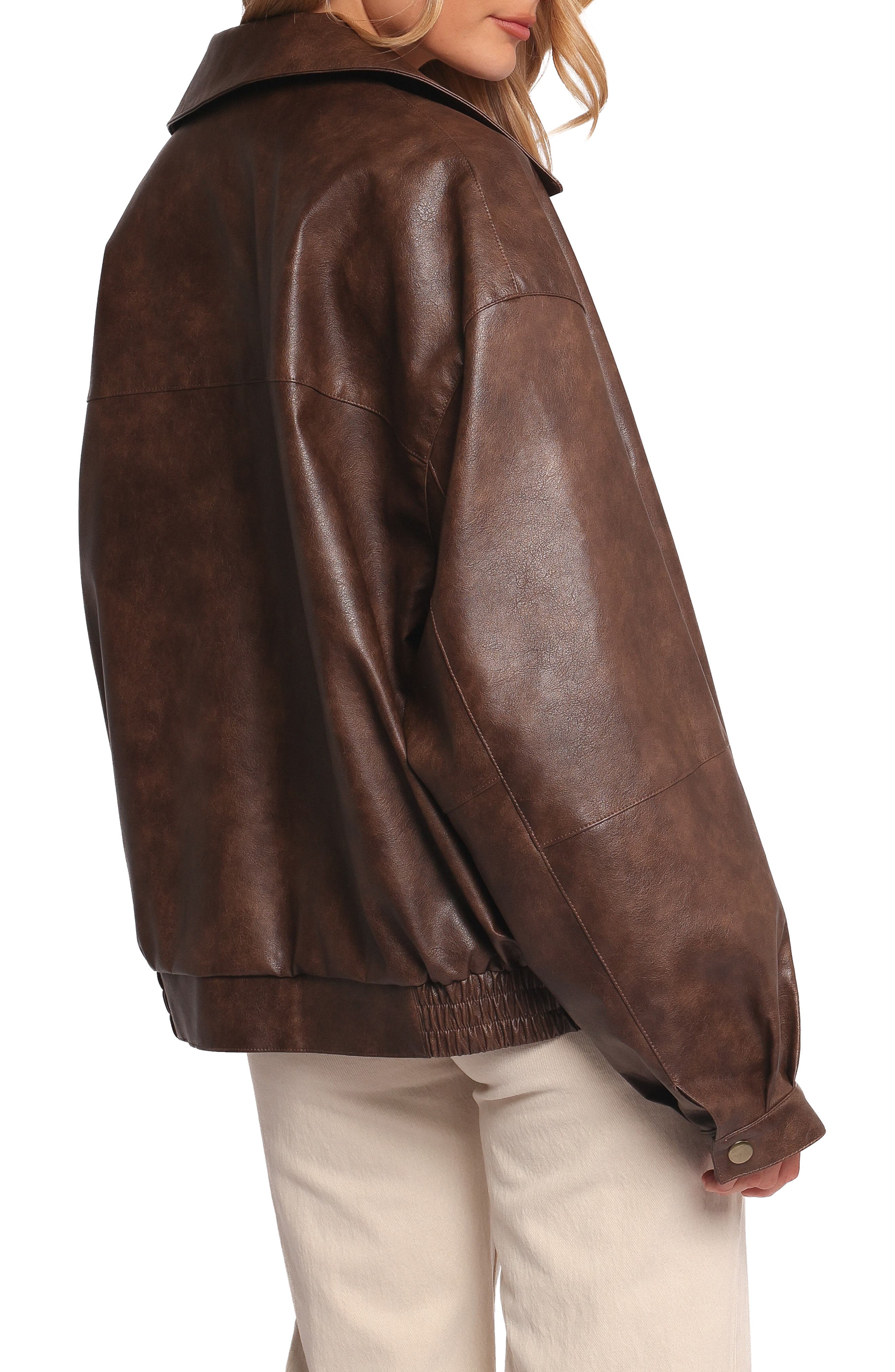 Zoe Faux Leather Bomber Jacket - image 4