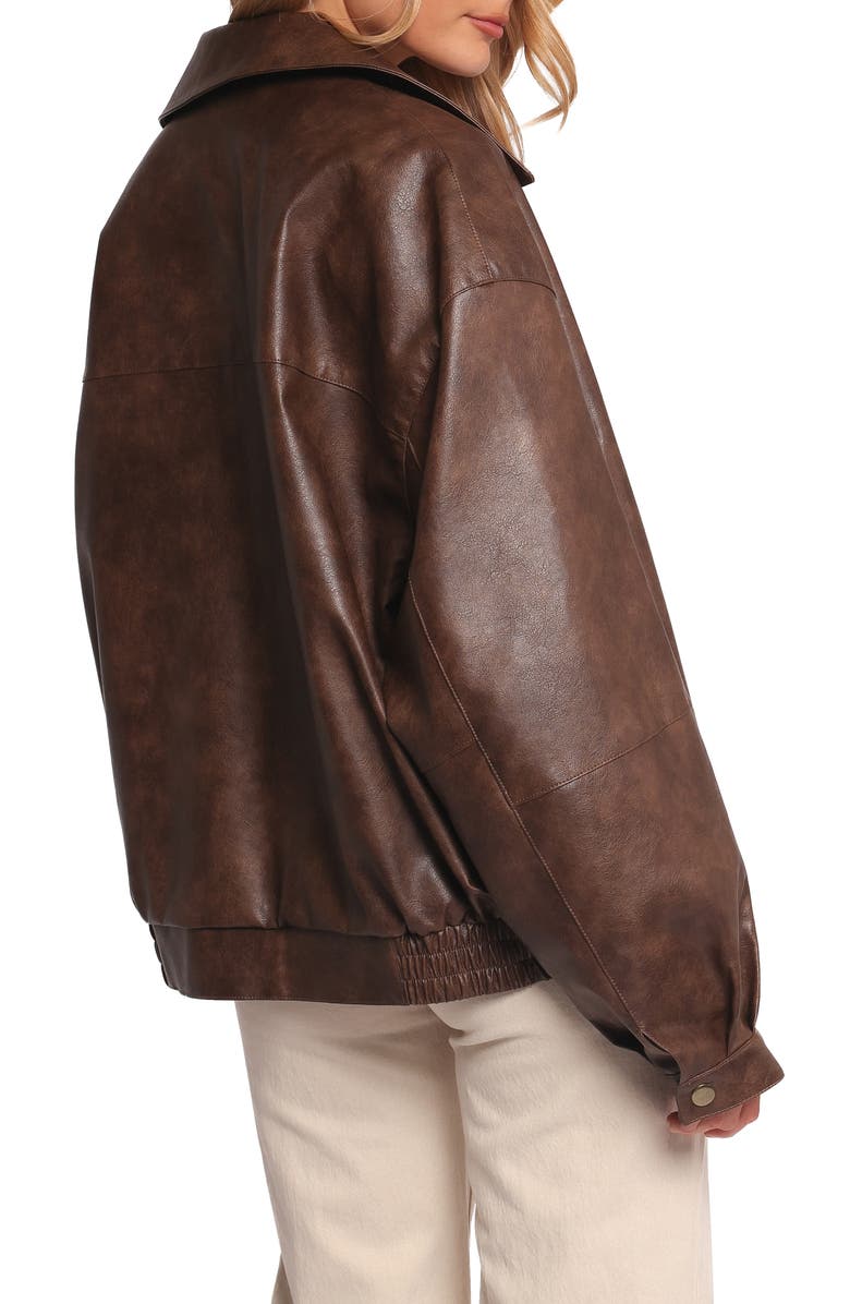 Petal & Pup Zoe Faux Leather Bomber Jacket, Alternate, color, Brown