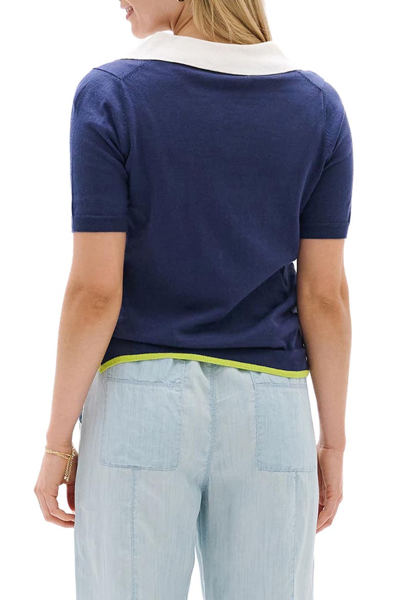 Patriot Blue Johnny Collar Cotton Polo, Alternate, color, NAVY BLUE