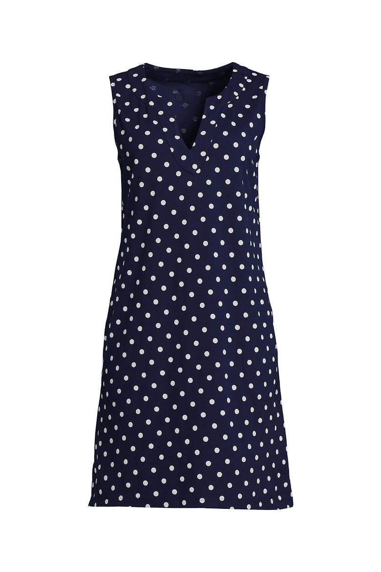 Long Cotton Jersey Sleeveless Swim Cover-up Dress Print, Alternate, color, Deep Sea Polka Dot