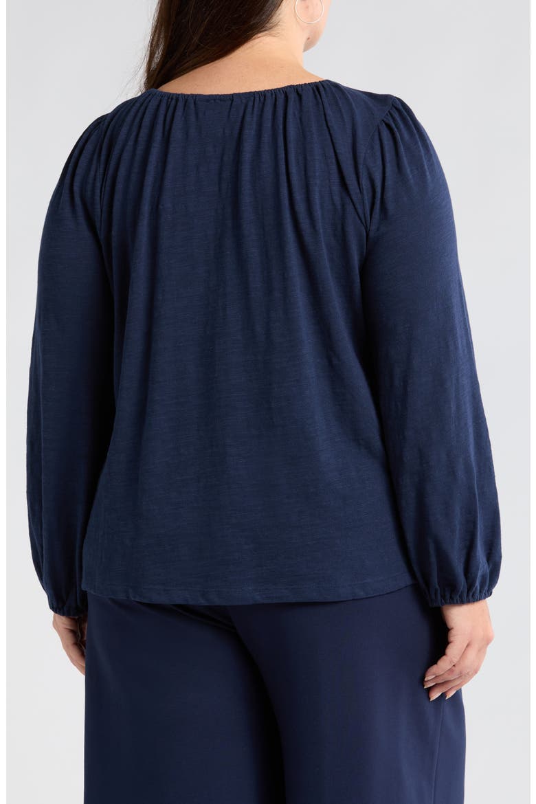 Gathered Neck Top, Alternate, color, NAVY BLAZER