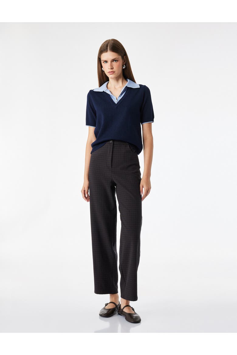 Mid Rise Checked Trousers With Pocket Detail, Main, color, BROWN CHECK