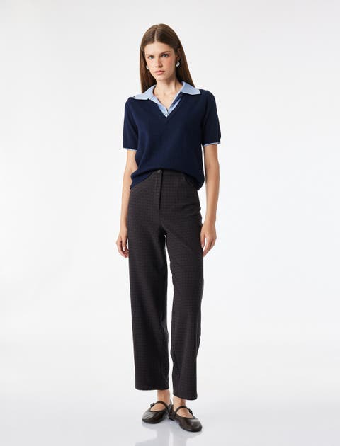 Mid Rise Checked Trousers with Pocket Detail