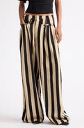 R13 Triple Pleat Striped Wide Leg Pants