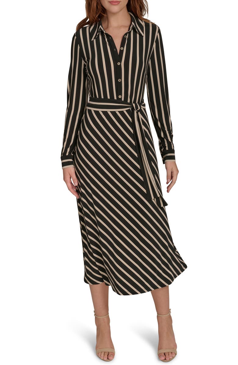 Tommy Hilfiger Long Sleeve Midi Dress, Main, color, Black.sand