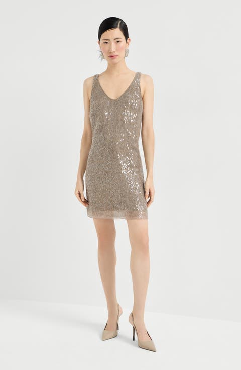 Mini dress with dazzling embroidery